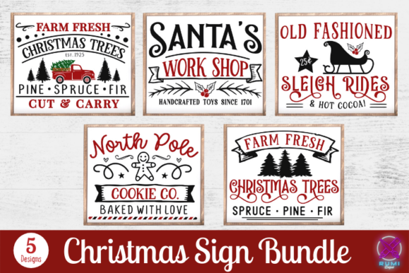 Download Christmas Sign Bundle, 5 Designs - Christmas Collection