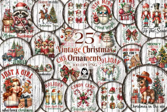 Download Vintage Christmas Ornaments Sublimation - Christmas Collection