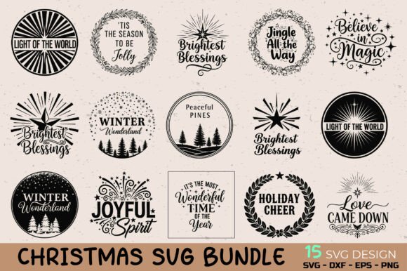 Download Christmas Round Badge SVG Bundle - Christmas Collection