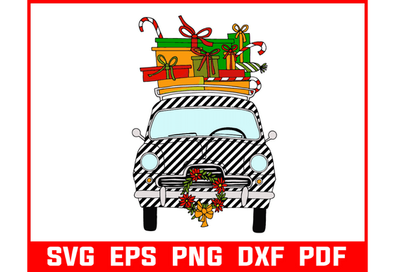 Download London Cab with Christmas Gift Svg - Christmas Collection