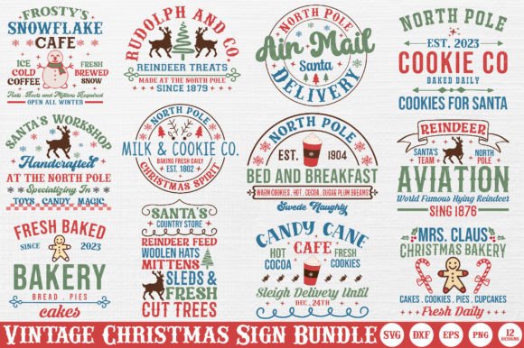 Download Vintage Christmas Sign Bundle - Christmas Collection