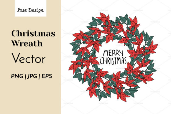 Download Poinsettia Christmas Wreath &amp; Lettering - Christmas Collection