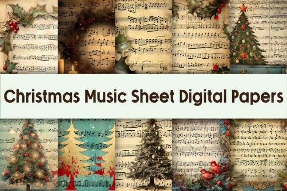 Download Christmas Music Sheet Digital Papers - Christmas Collection