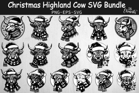 Download Christmas Highland Cow SVG Bundle - Christmas Collection