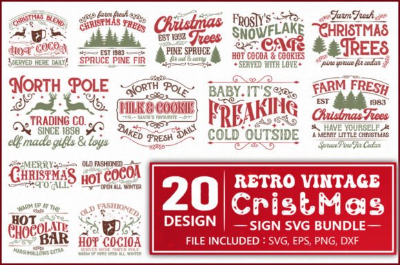 Download Retro Vintage Christmas Sign SVG Bundle - Christmas Collection