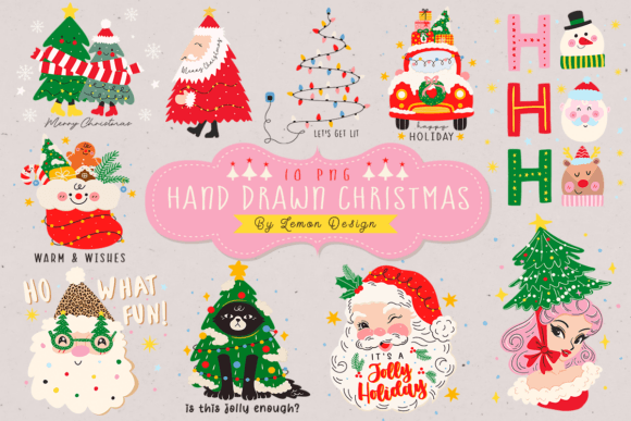 Download Hand Drawn Christmas Sublimation Bundle - Christmas Collection