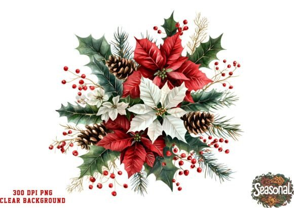 Download Scarlet Poinsettia Christmas Wreath Clip - Christmas Collection