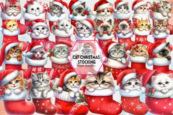 Download Cat Christmas Stocking Clipart PNG - Christmas Collection