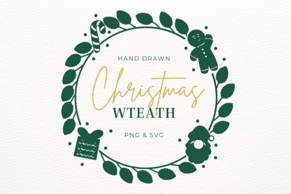 Download Hand Drawn Christmas Wreath SVG &amp; PNG - Christmas Collection