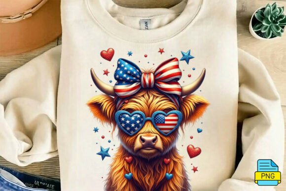 Download 4th July Highland Cow Illustration PNG - Highland cow illustration Collection