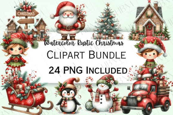 Download Rustic Watercolor Christmas Clipart - Christmas Collection