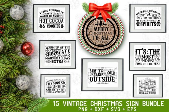 Download Vintage Christmas Sign Bundle - Christmas Collection