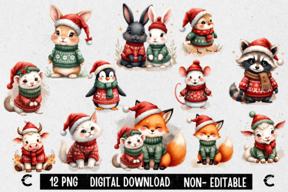Download Cute Christmas Animals Bundle - Christmas Collection