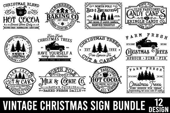 Download Vintage Christmas Sign Bundle - Christmas Collection