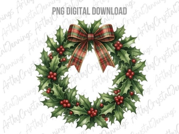Download Christmas Holly Wreath Clipart PNG - Christmas Collection