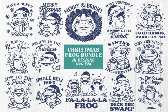 Download Christmas Frog Funny Holiday SVG Bundle - Christmas Collection