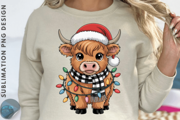 Download Christmas Lights Highland Cow Sublimatio - Christmas Collection