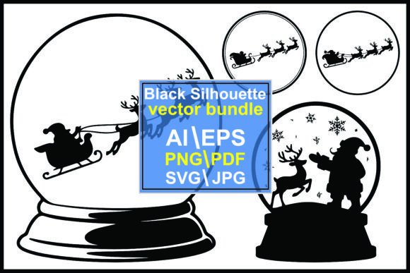 Download Silhouette Christmas Snow Globes Santa - Christmas Collection