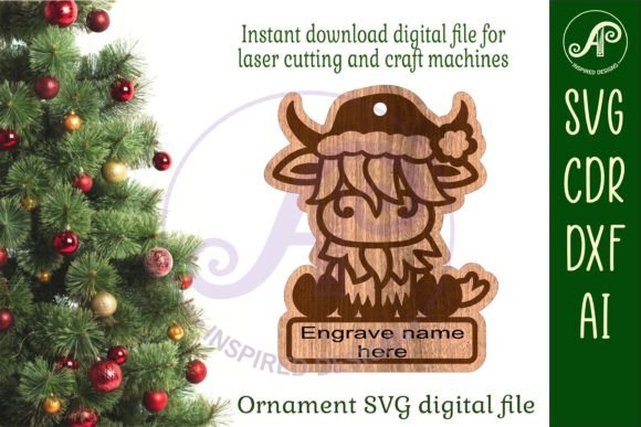 Download Highland Cow Christmas Ornament SVG - Christmas Collection