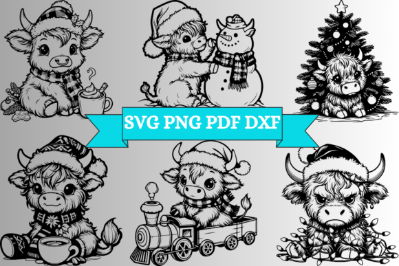Download Highland Cow Christmas SVG PNG Files - Christmas Collection