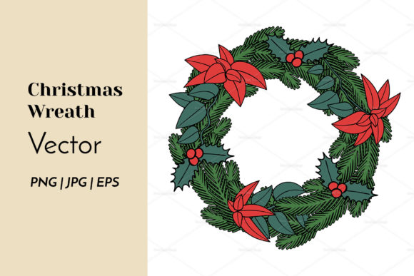 Download Poinsettia Christmas Wreath Sublimation - Christmas Collection