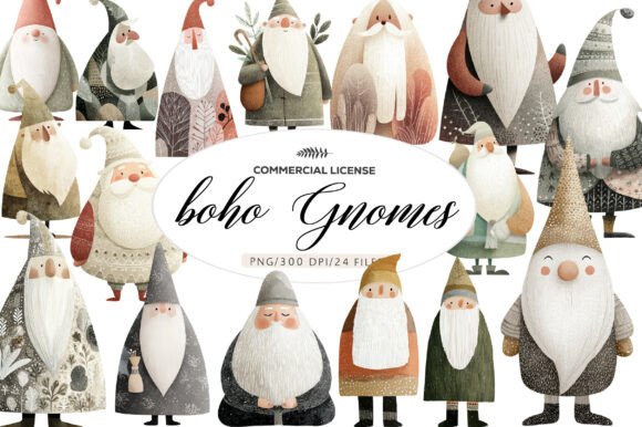 Download Boho Christmas Gnomes Clipart - Christmas Collection