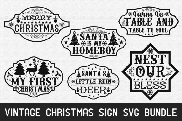 Download Vintage Christmas Sign Svg Bundle - Christmas Collection