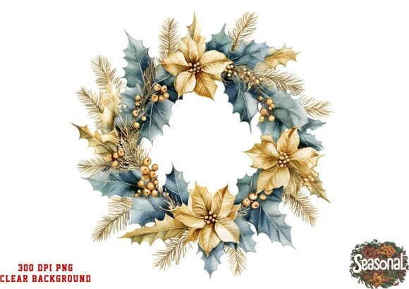 Download Ivory Poinsettia Christmas Wreath Clipar - Christmas Collection