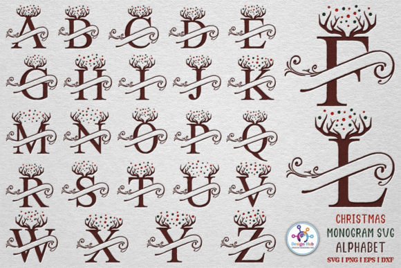 Download Christmas Monogram SVG Alphabet Designs - Christmas Collection