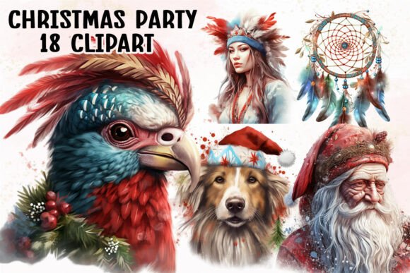 Download Boho Christmas Party Clipart Bundle - Christmas Collection