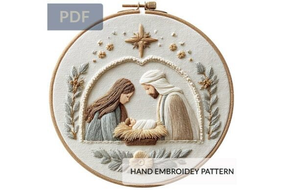 Download Christmas Holy Family Hand Embroidery - Christmas Collection