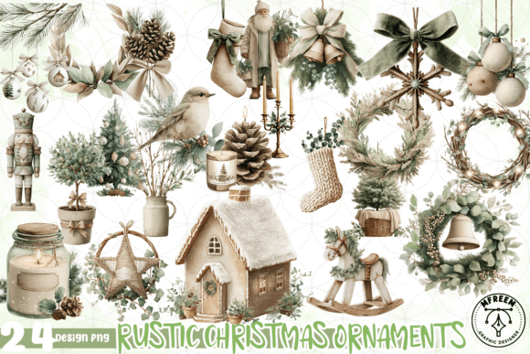 Download Rustic Christmas Ornaments Clipart PNG - Christmas Collection