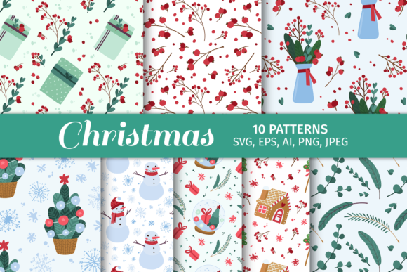 Download Christmas Patterns, Winter Digital Paper - Christmas Collection