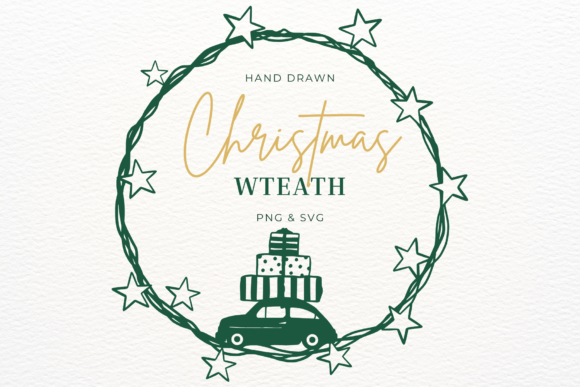 Download Hand Drawn Christmas Wreath SVG &amp; PNG - Christmas Collection