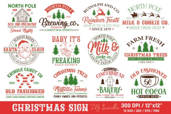 Download Vintage Christmas Sign SVG Bundle - Christmas Collection