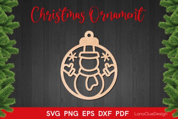 Download Round Christmas Ornament with Snowman - Christmas Collection