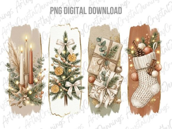 Download Neutral Boho Christmas Brushstroke PNG - Christmas Collection