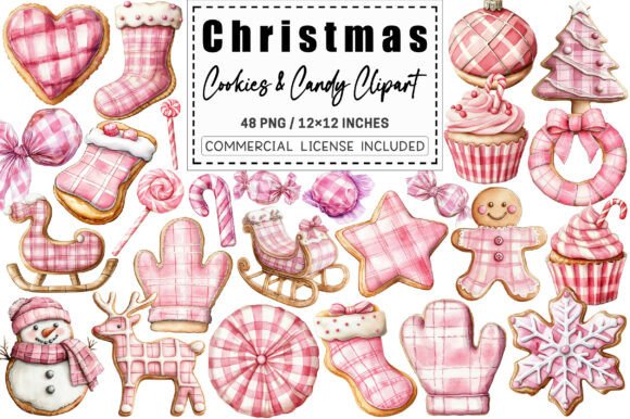 Download Pink Plaid Christmas Cookies &amp; Candy PNG - Christmas Collection