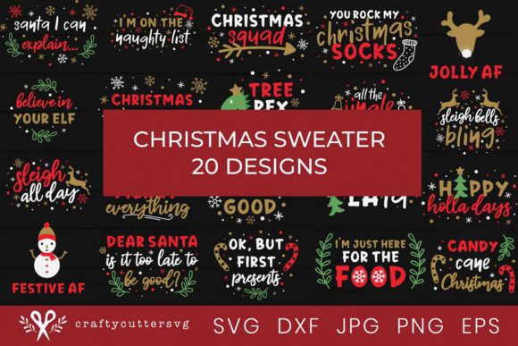 Download Christmas Sweater Designs | Christmas Bundle 20 Designs - Christmas Collection