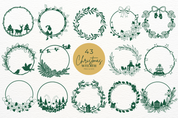 Download Hand Drawn Christmas Wreath Bundle - Christmas Collection