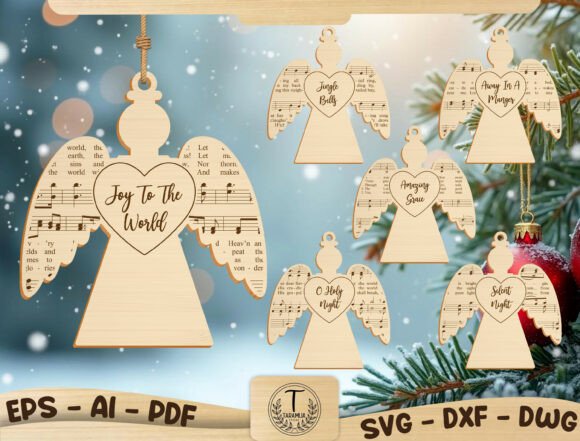 Download Christmas Song Sheet Angel Laser Cut Svg - Christmas Collection