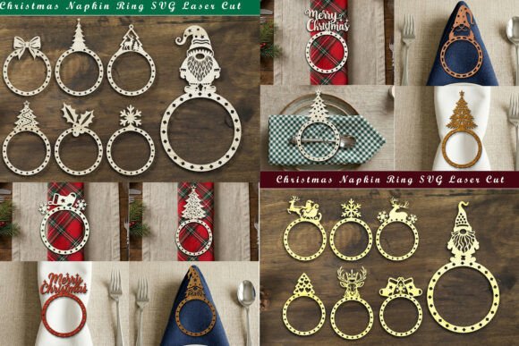 Download Laser Cut Christmas Napkin Ring Bundle - Christmas Collection