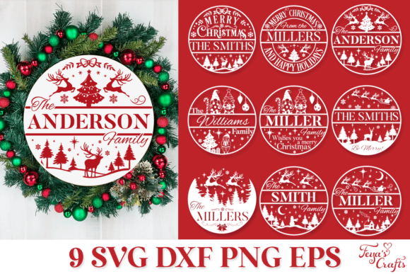 Download Christmas Family Name Door Sign SVG - Christmas Collection