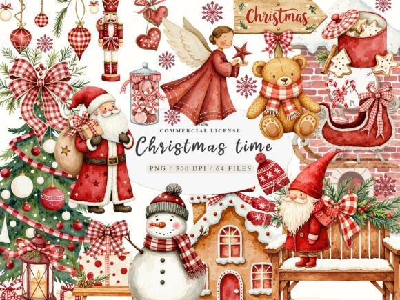 Download Christmas Floral Wreath &amp; Santa Claus - Christmas Collection