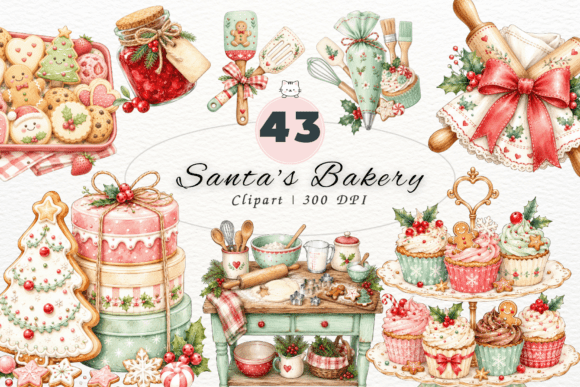 Download Cute Santa's Bakery Clipart,Christmas - Christmas Collection