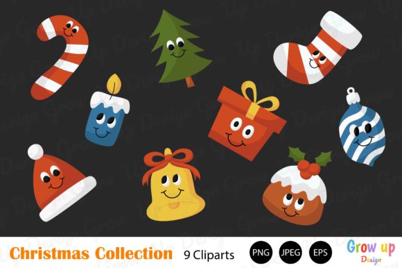 Download Kawaii Christmas Cartoons Clipart Set. - Christmas Collection