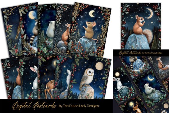 Download Holly &amp; Berry Christmas Animals Card Set - Christmas Collection