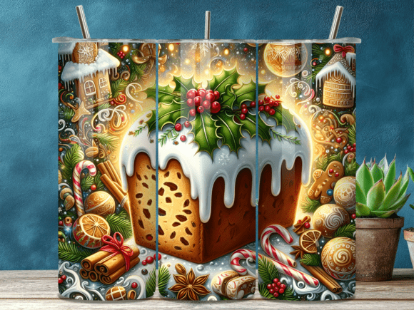 Download Christmas Fruitcake Holly Tumbler Wrap - Christmas Collection
