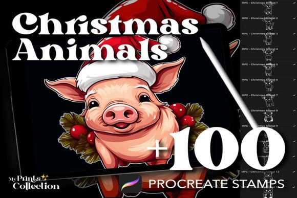 Download 100+ Procreate Christmas Animals Stamps - Christmas Collection