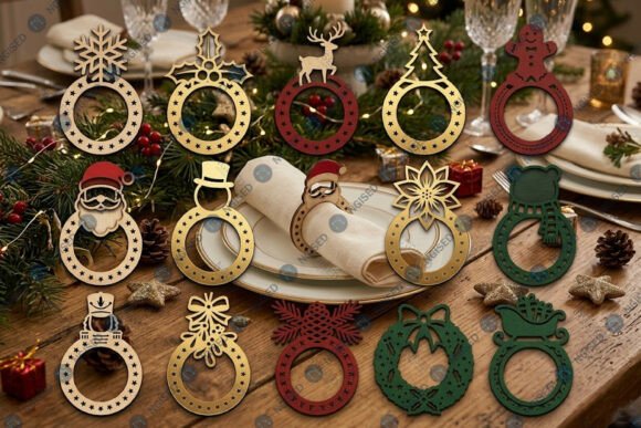 Download Laser Cut Christmas Napkin Ring SVG Bund - Christmas Collection